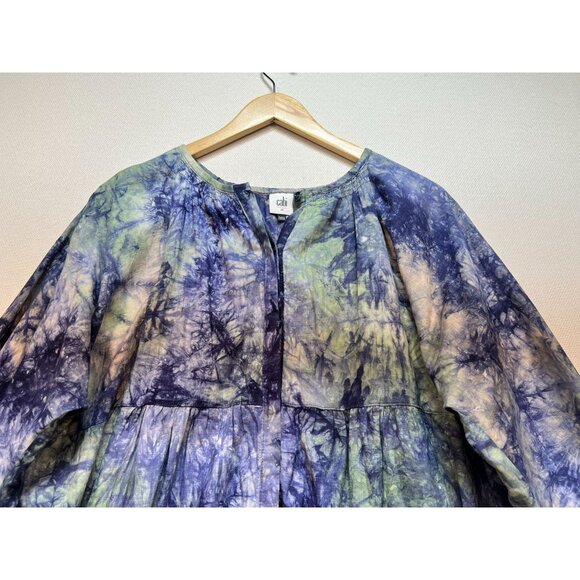 Cabi Womens Woodstock Tunic Blouse Medium Multicolor Tie-Dye Button Front Casual - Picture 5 of 13